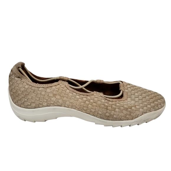 Bernie Mev Women's Rigged Connect Shoes Woven Elastic Flats Comfort Gold Size 37 - Picture 3 of 7